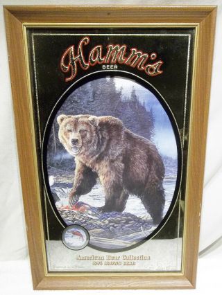 Vintage 1993 Hamms Beer Grizzly Bear Mirror 2nd In Series