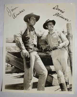 Vintage 8 " X 10 " Photo Gunsmoke James Arness & Dennis Weaver Autographs Look