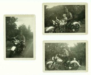 3,  1949 Vintage Motorcycle Cop / Police Photos - Harley Davidson (?)