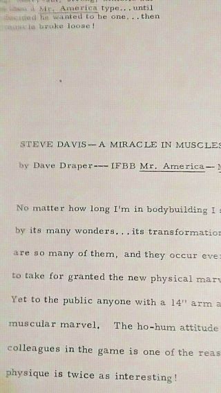 Steve Davis - Miracle In Muscles By Dave Draper Ifbb Mr America Mr.  Universe