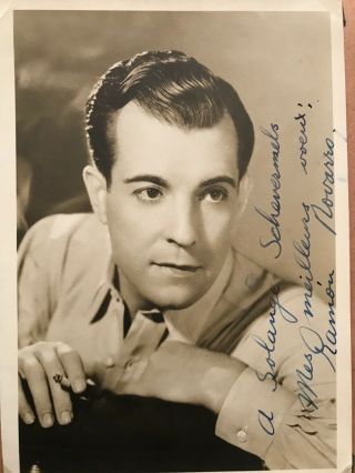 Authentic Ramon Novarro Signed In Person Autograph On B&w Photo 17.  5cm X 12.  5