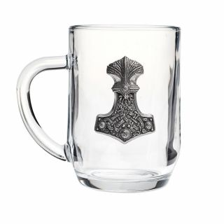 Alchemy Gothic Thunder Hammer Mjolnir Norse Viking Pewter & Glass Beer Tankard