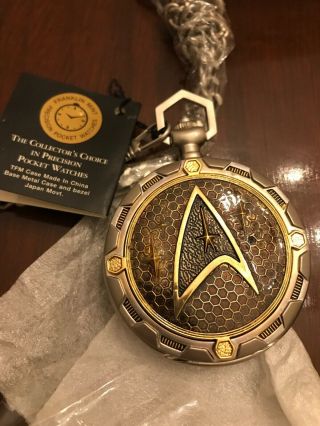 Franklin Star Trek Enterprise Pocket Watch With Pouch Collector