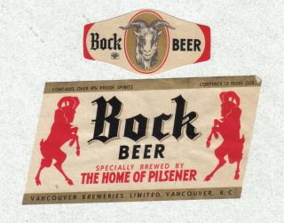 Beer Label - Canada - Bock Beer - Vancouver Breweries Ltd.  - Vancouver,  Bc