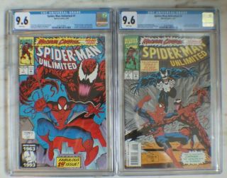 Spiderman Unlimited 1 And 2 Cgc 9.  6 Nm,  Marvel 1993 1st Appearance Shriek