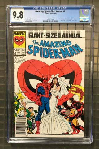 Spider - Man Annual 21 Marvel 1987 Cgc 9.  8 Peter Mary Jane Watson Wedding