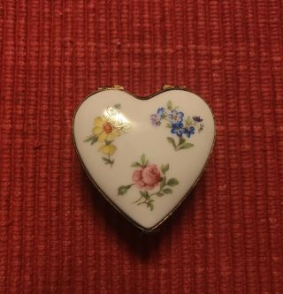 Vintage Limoges Hand - Painted Heart Trinket Box With Inscription.