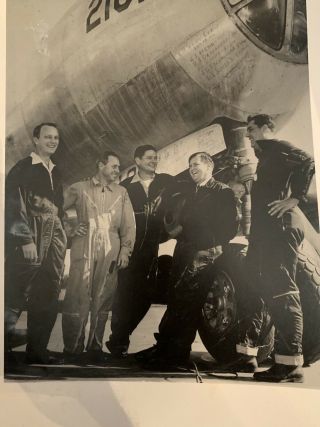 Last B - 29 & Crew Out Of Polite,  Tx For Korean War - Photo W/pilot’s Metal Name Tag