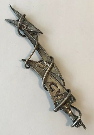 Unusual Sterling Silver Handmade Lightning Bolt Yad Torah Pointer Judaica