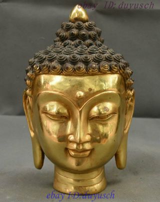 10 " Old Tibet Buddhism Bronze Gilt Sakyamuni Shakyamuni Buddha Head Bust Statue