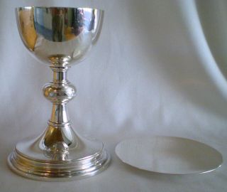 1909 Sterling Silver Church Communion Chalice And Paten With Case