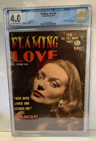 Flaming Love 6 Quality Comics 1950 Cgc 4.  0 Classic Photo Cover Bill Ward Art Vg