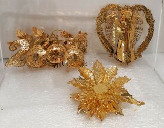 6 Danbury Christmas Ornaments,  4 of 2000 & 2 of 2008,  Gold Plated 3