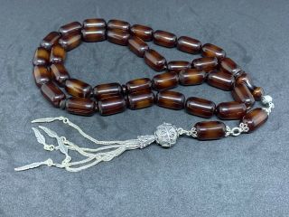 Natural Amber Misbaha Tasbih Prayer Beads Faturan Jumbo Size
