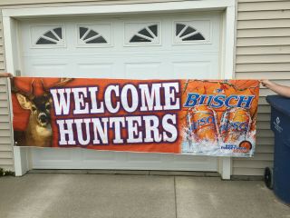 Busch Beer Banner Sign Realtree Orange Camo Welcome Hunters 3 X 10