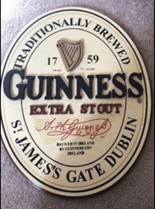 Guinness Extra Stout Ireland Beer Sign 3d Wood Collectible Bar 18” H Euc