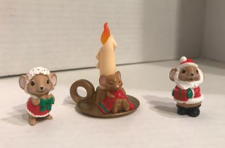 Hallmark Merry Miniatures Christmas Mr & Mrs Mouse Santa Claus,  Candle Mouse
