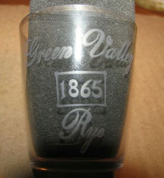 Pre - Prohibition Green Valley Rye 1865 Whiskey Shot Glass Casey Bros Scranton Pa