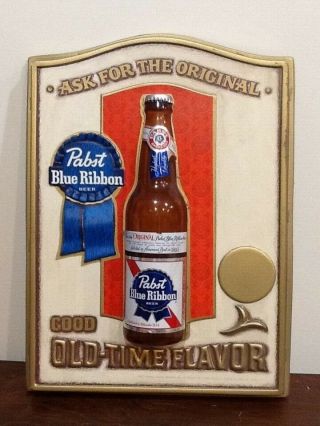 Vintage Pabst Blue Ribbon Beer Bottle Sign Good Old Time Flavor