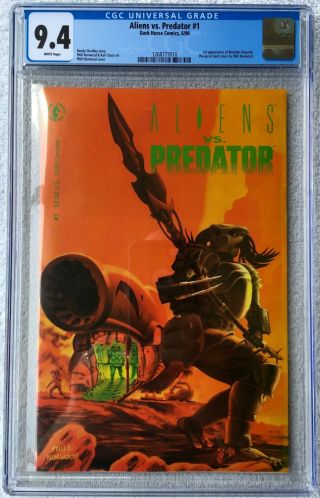 Cgc 9.  4 Aliens Vs.  Predator 1.  1990.  Painted Cover.