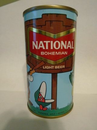 Vintage National Bohemian Light Beer 12 Oz.  Cartoon Bank - Top Beer Can