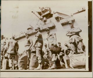 1971 President Nguyen Van Thieu Us Marines Navy Transport Ogden Da Photo 7x9