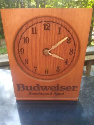 Vintage Wooden Budweiser Clock Sign Man Cave Pub