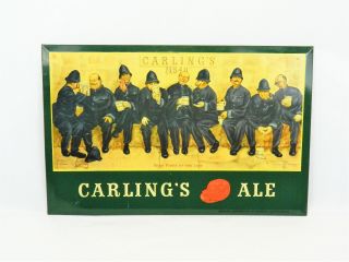 Vintage Carlings Red Cap Ale 18 " X 12 " Tin Litho Sign " Nine Pints Of The Law "