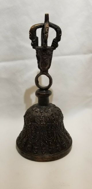 Antique Buddhist Temple Bell With Vajra - Circa 18 Or 19th Century