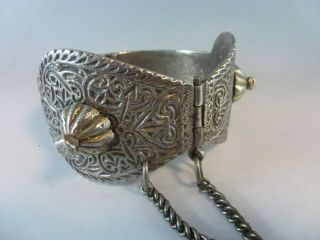 Vintage Antique Tribal Old Low Silver Cuff Bracelet Bangle Belly Dance Jewelry