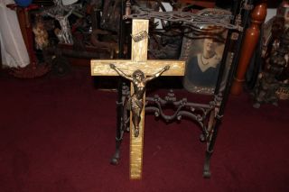 Large Antique Jesus Christ Crucifix Cross - Religious Christianity - Wood Metal
