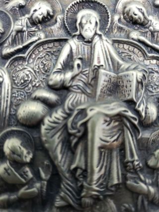 Old Russian silver plate ICON of Jesus The Saviour End 19th Century wall plaque 2