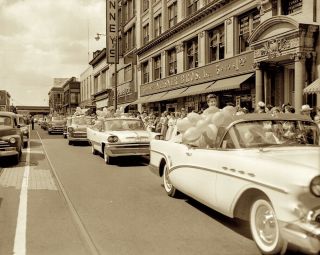 1950s Era Photo Negative Car Street Scene Store Signs Advertising Scranton Pa