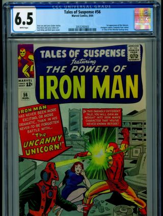 1964 Marvel Tales Of Suspense 56 Iron Man 1st App Unicorn Cgc 6.  5 White Box1