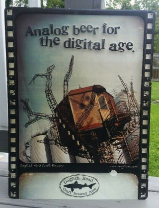 23 X 18 Metal Dogfish Head " Analog Beer For A Digital Age " Embossed Sign