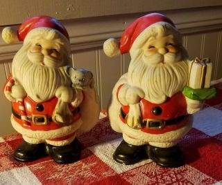 Vtg.  Home Interior Christmas Santa Claus Bank Set Of Two Homco Figurine 5212