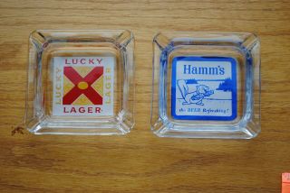 Hamm’s Beer And Lucky Lager Ashtrays,  Vintage