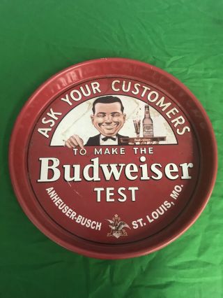 Vintage Metal Anheuser - Busch Budweiser Test Beer Serving Tray