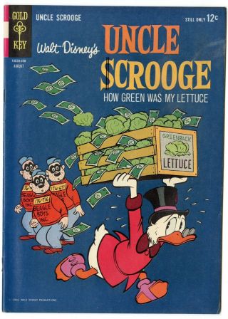 Uncle Scrooge 51 Vf/nm 9.  0 Ow/white Pages Carl Barks Disney Gold Key 1964