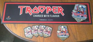 Iron Maiden Trooper Bar Runner,  Beer Mats & Pump Clip Badge Eddie Man Cave
