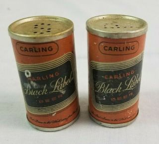 Carling Beer Can Mini Salt Pepper Shakers Set Black Label Cleveland Oh