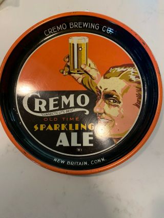 Cremo Brewing Co Britain Ct Beer Tray Sign 13 " Sparkling Ale Lager Man 1940 