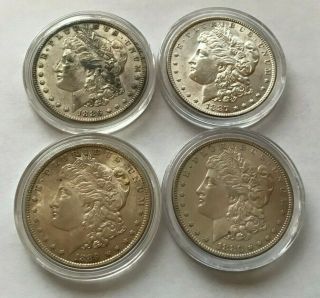 Set Of 4 Morgan Silver Dollars - 1880,  1886,  1887,  And 1889