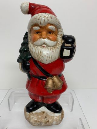 Vintage Santa Claus 8.  5” Christmas Decoration Handpainted Gift Chalk Ware Xmas