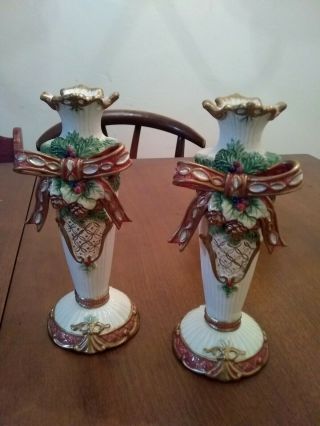 Fitz And Floyd Classic Christmas Candlesticks