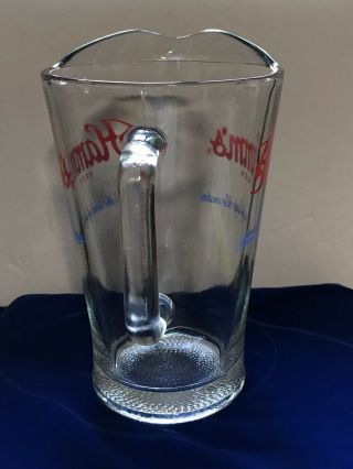 1960 ' s Hamm ' s Beer 9 Inch Glass Pitcher & 3 Hams Beer Glasses 3