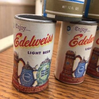 Assortment of small,  toy,  plastic beer cans Columbia,  Special Export,  Edelweiss 2