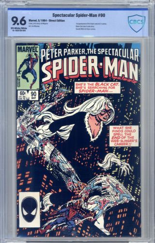 Spectacular Spider - Man 90 Cbcs 9.  6 Milgrom,  1st Black Costume,  Black Cat Vision