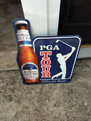 Pga Golf Tour Michelob Ultra Beer Tin Sign Embossed Man Cave Bar