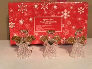 Spun Glass Angel Ornaments (set Of 3) Avon 2002